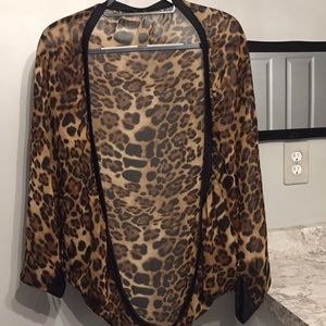 Sheer leopard cocoon shrug